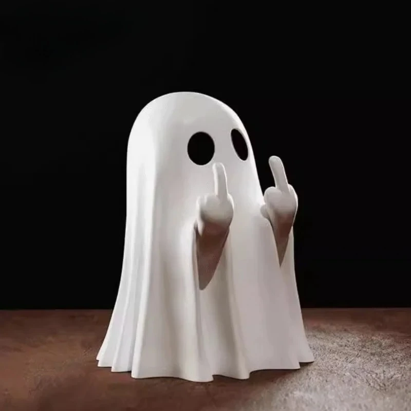 Middle Finger Ghost Statue Coffee Table Finger Ghost Statue Small Halloween Decor Cute Ghost Adorable Horror Horror Figure Decor