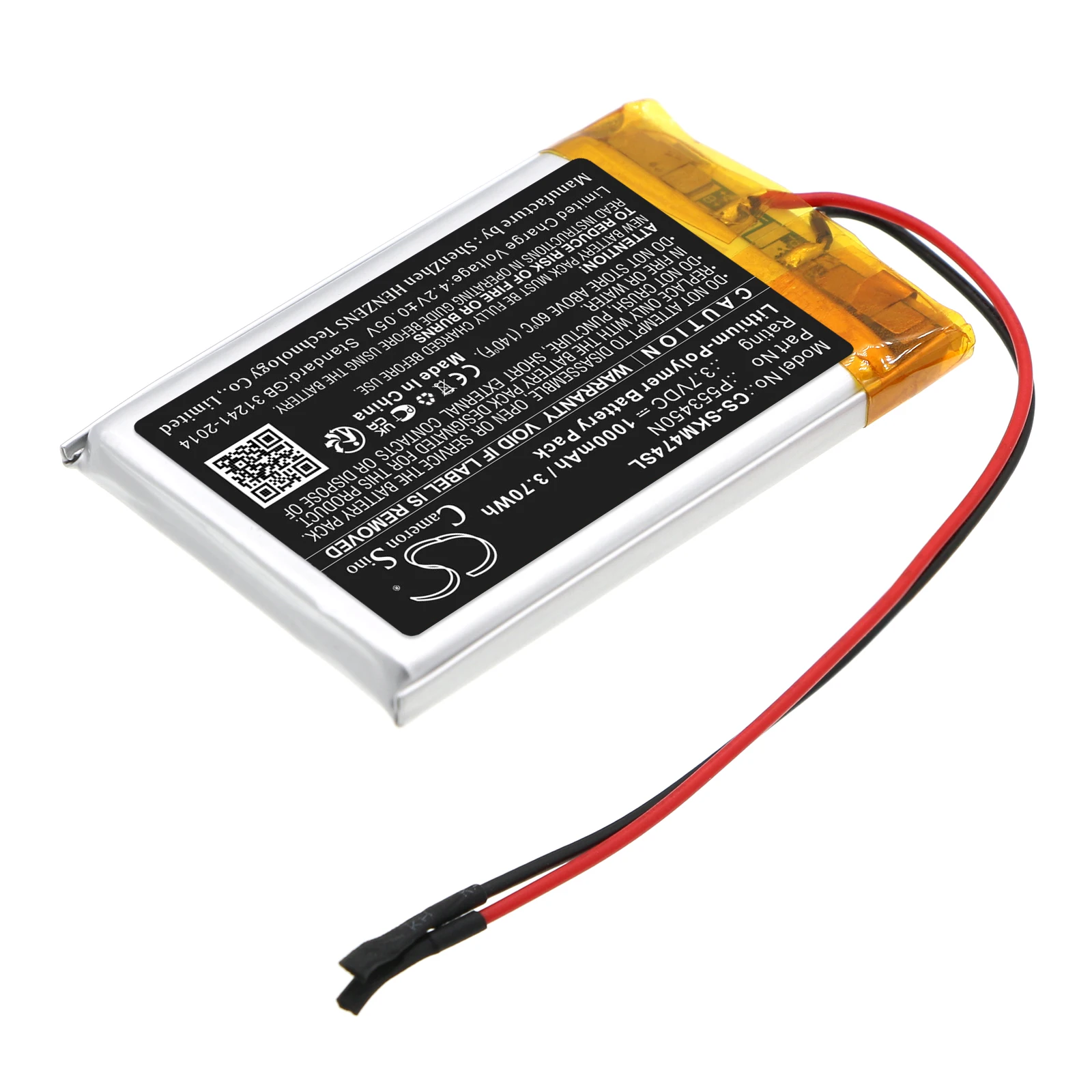 Batería de repuesto CS para Skullcandy S7SHHW-474, metralla Mini P 553450 N 1000mAh / 3.70Wh