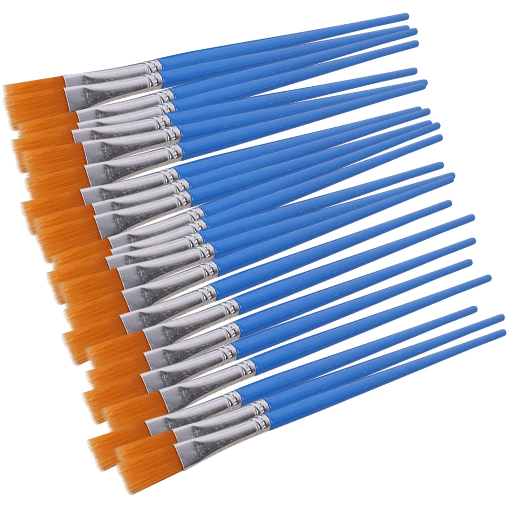 

30pcs Flat Nylon Watercolor Brushes Student Paintbrush Set For Kids Oil Body Face Nail Craft Ceramics Painting Tools Watercolor