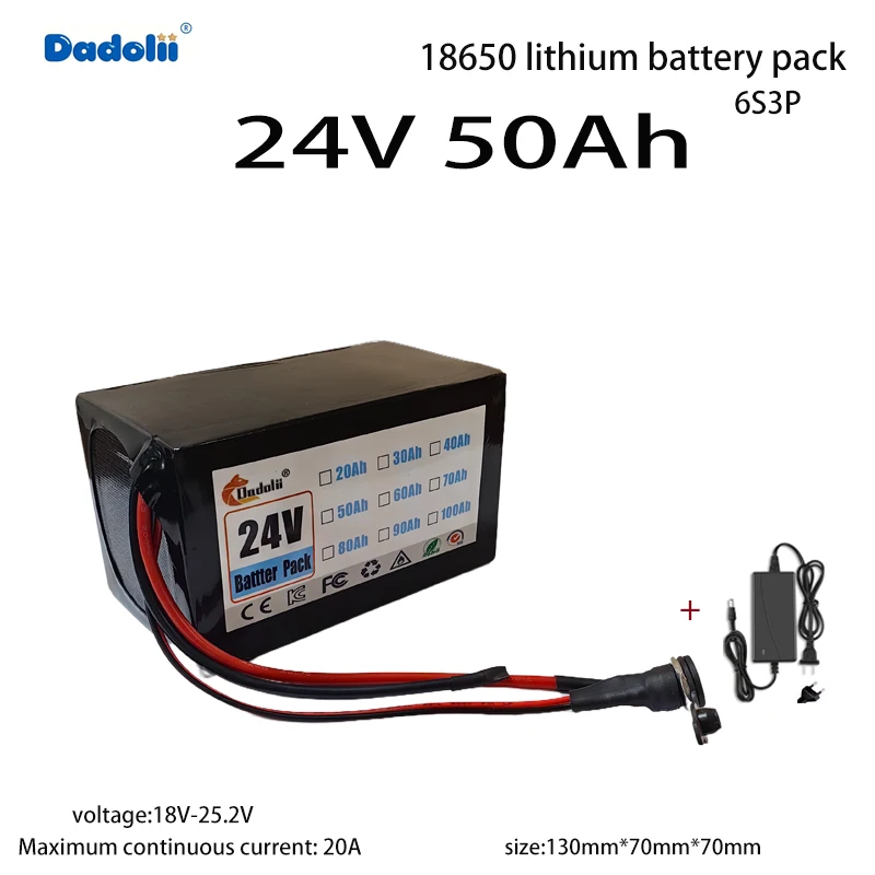 6S3P 25,2 V 50 Ah Lithium-Akku mit brandneuen Batteriezellen, langer Produktionslebensdauer, kontinuierliche Entladung, 20 A echte Kapazität