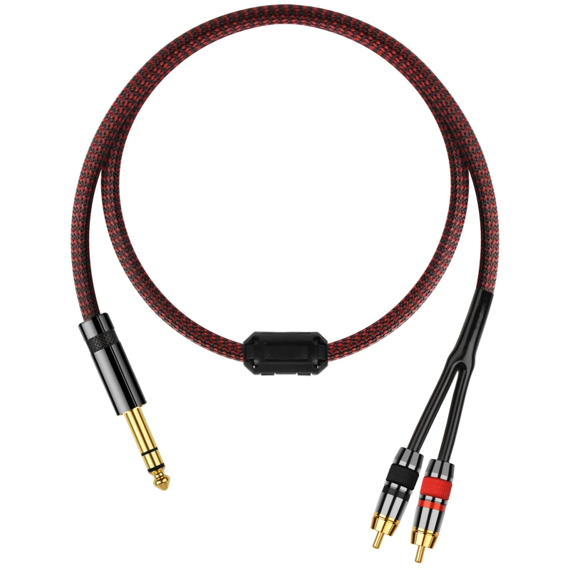 고순도 OFC 구리 몬스터 빅 6.5mm ~ 2 RCA 더블 로터스 원 포인트 2 오디오 AUX 케이블 믹서 앰프 인터페이스 와이어
