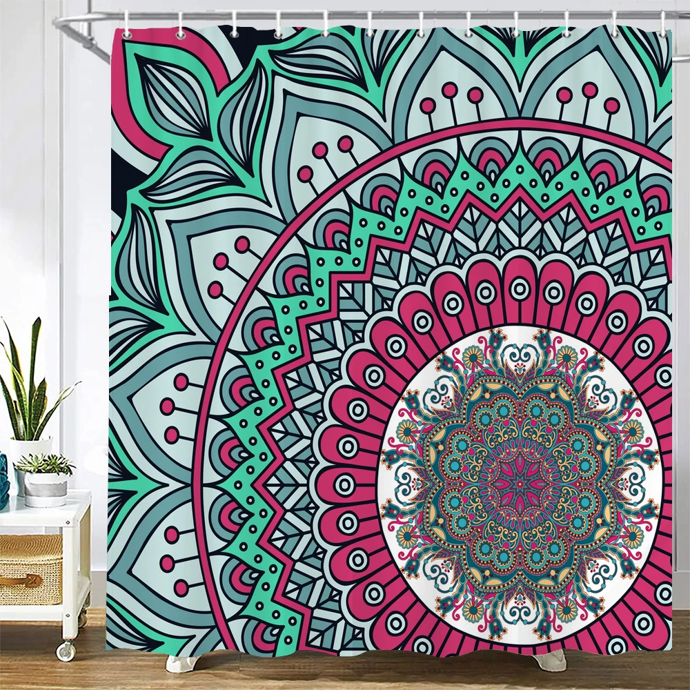 

Indian Bohemian 3d Shower Curtains Waterproof Fabric Print Boho Mandala Bathroom Curtain With Hooks Decor 180*200 Bathtub Screen