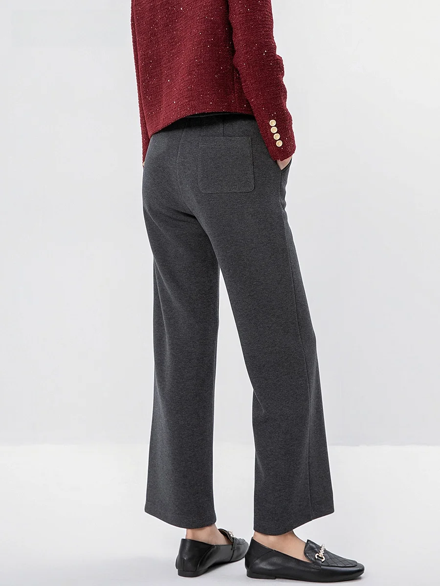 Women's Wide Leg Suit Pants Knitted Straight Cut Drapey Loose Casual Long Knit Trousers Autumn Winter New Sle POTHS