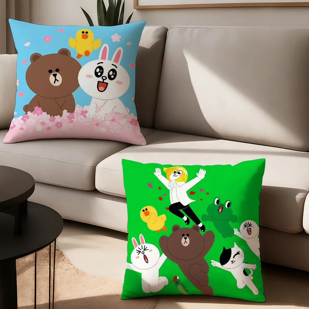 Cartoon L-LINE F-FRIENDS cushion cover Anti-dustmite Sofa Cushion Decorative Office Cover Lounge Area Indoor & Outdoor Use