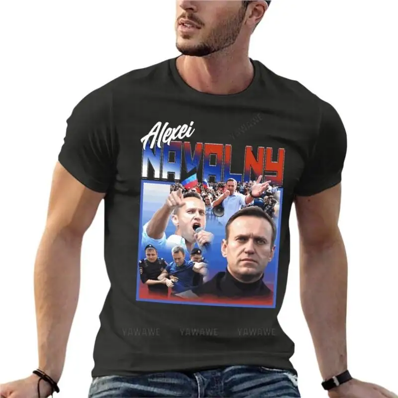 Alexei Navalny Homage Oversize T-Shirts Personalized Mens Clothes Short Sleeve Streetwear Plus Size Top Tee