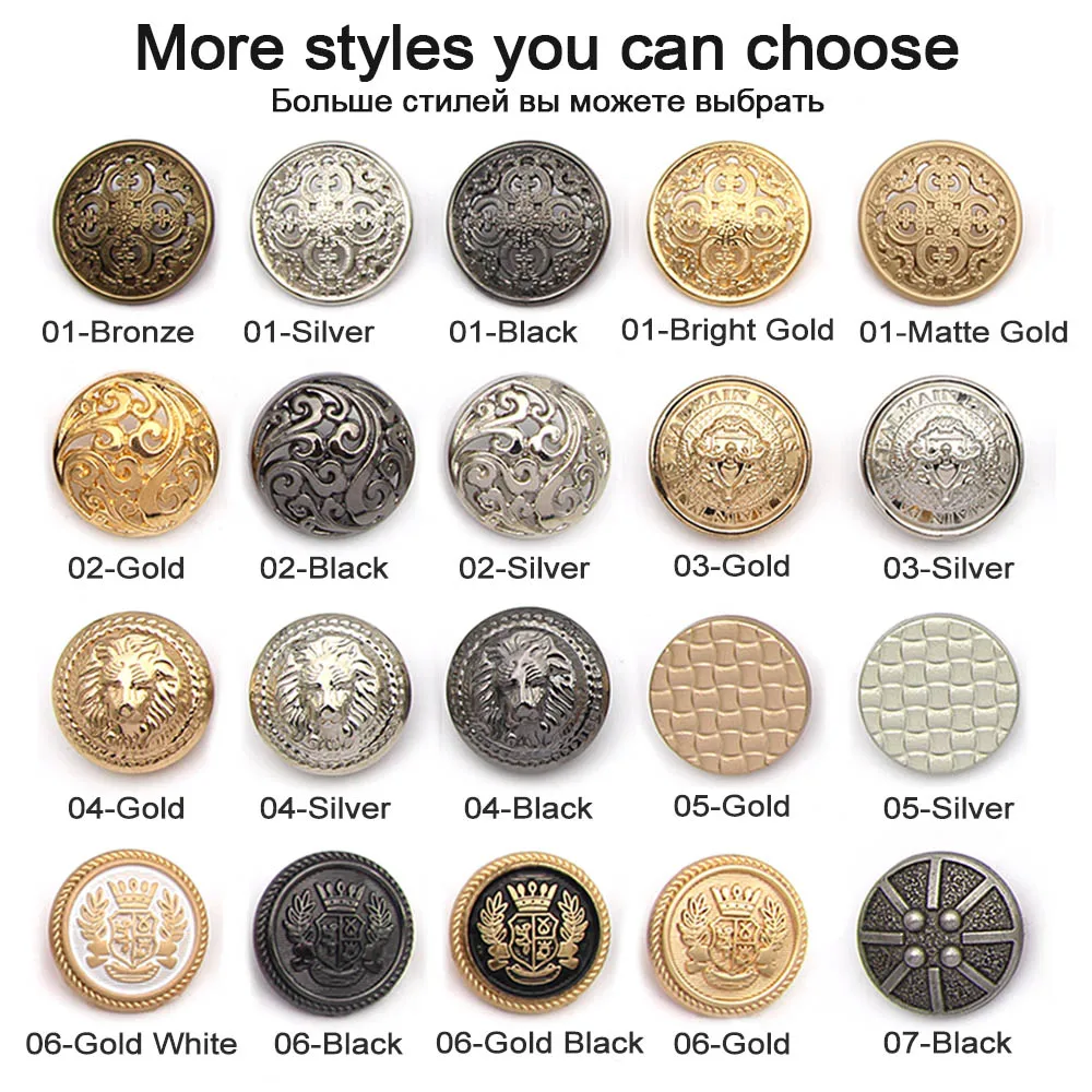 5 قطعة زر معدني مجوف أسود فضي الذهب أزرار زر الزخرفية المستديرة للملابس الخياطة اكسسوارات Crafts بها بنفسك الحرف 14-27 مللي متر #5