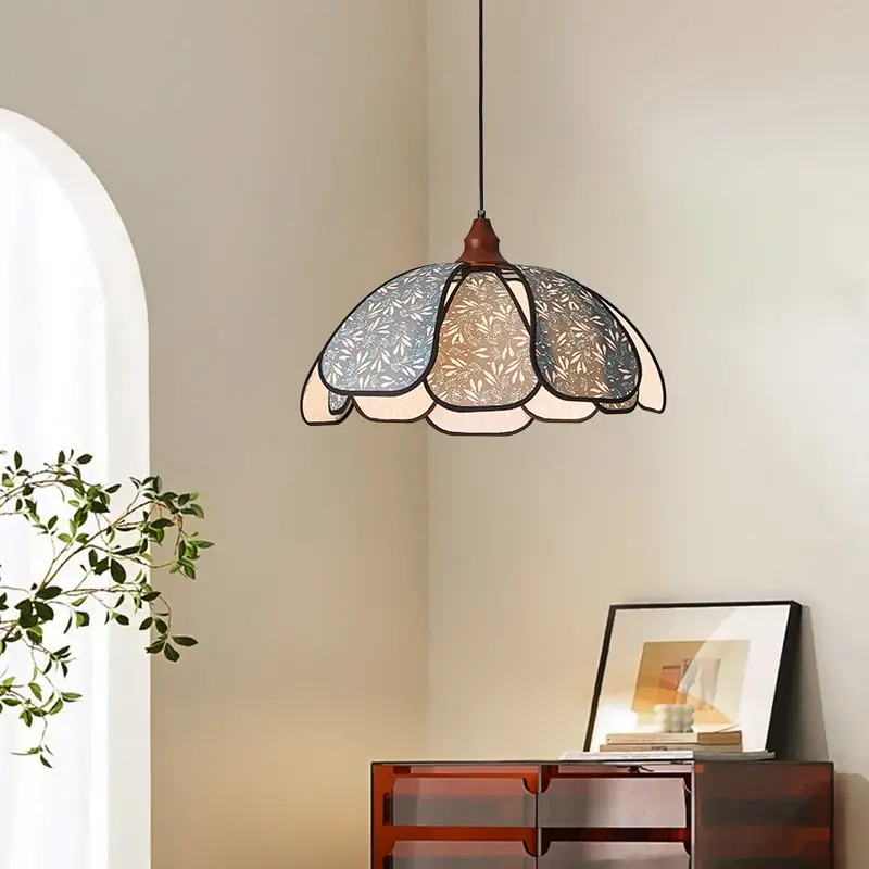 French medieval style bedroom LED pendant light, modern fabric aesthetic art