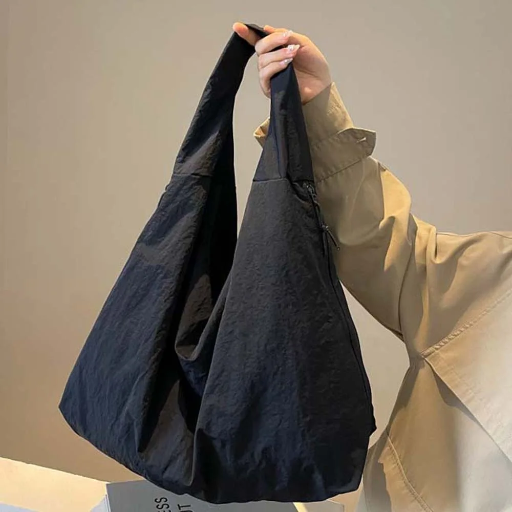 Lässige Nylon-Umhängetasche, mehrere Taschen, Doppelreißverschluss-Design, große Kapazität, Tragetasche, weiches Polyester, vielseitige Pendelhandtasche