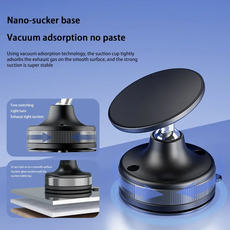 

Car Magnetic Vacuum Adsorption Bracket 360 Rotating Double Side Suction Cup Mobile Phone Holder For Iphone Live Streaming