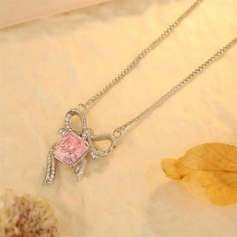 RUIF 2024 New Elegant Yellow And Pink S925 Silver Wedding Necklace for Women Ice Cut Zirconia New Fashion Jewelry