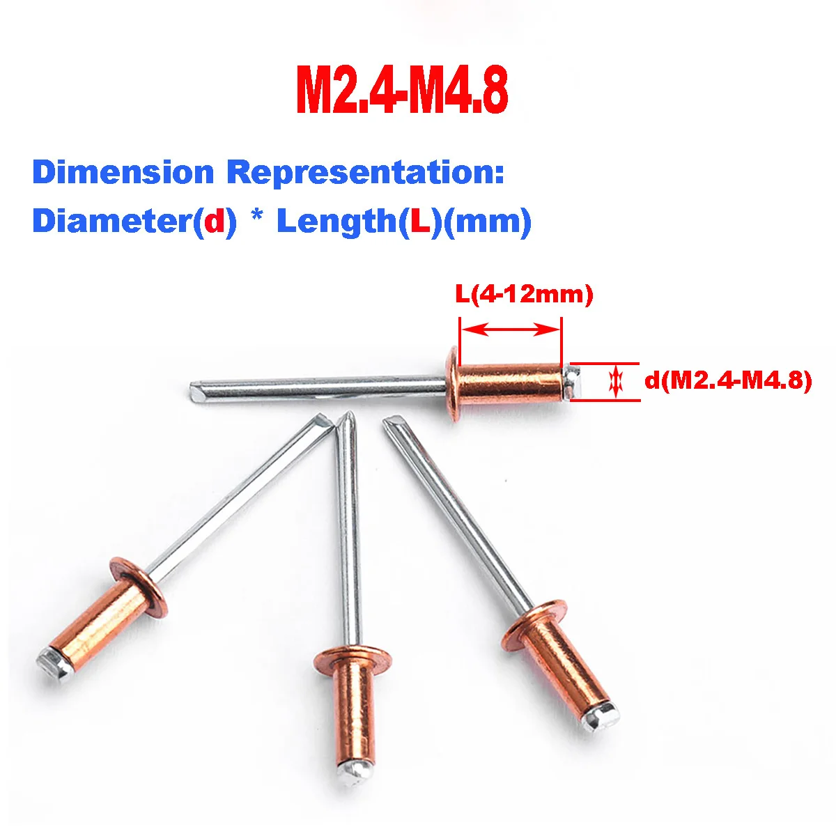 Red Copper Pop Rivets / Half Round Head Open Type Round Head Pull Cap Screws M2.4M3.2 M4M4.8