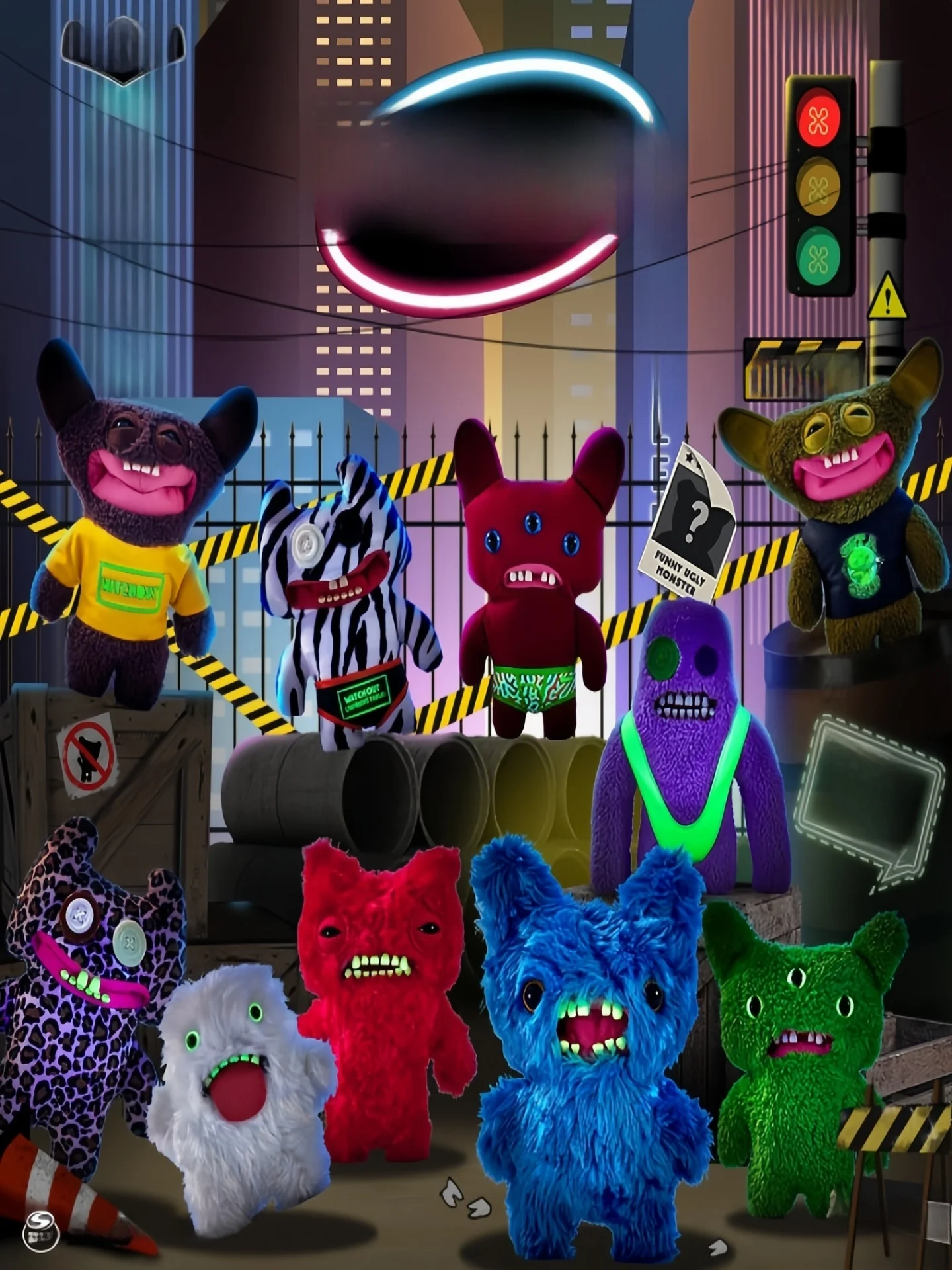 Fler Monstro Dentuço Fofo Brinquedo de Pelúcia Luminoso Presente de Aniversário Imagem de Desenho Animado Rotação 360 au...