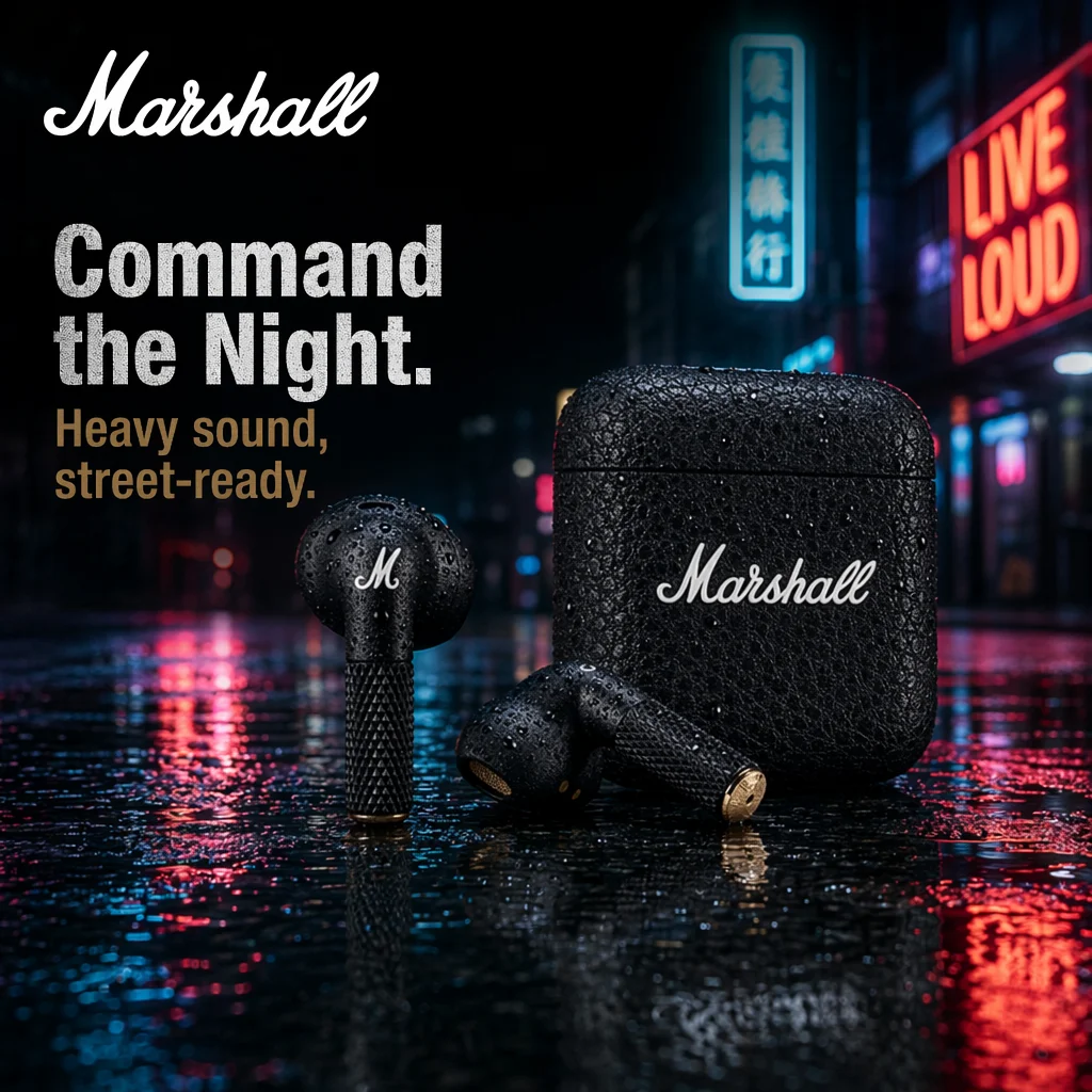 Auriculares Inalámbricos Bluetooth Marshall Monitor III, Auriculares de Diadema con Bajos Profundos, Plegables, para Deportes y Videojuegos, con Micrófono