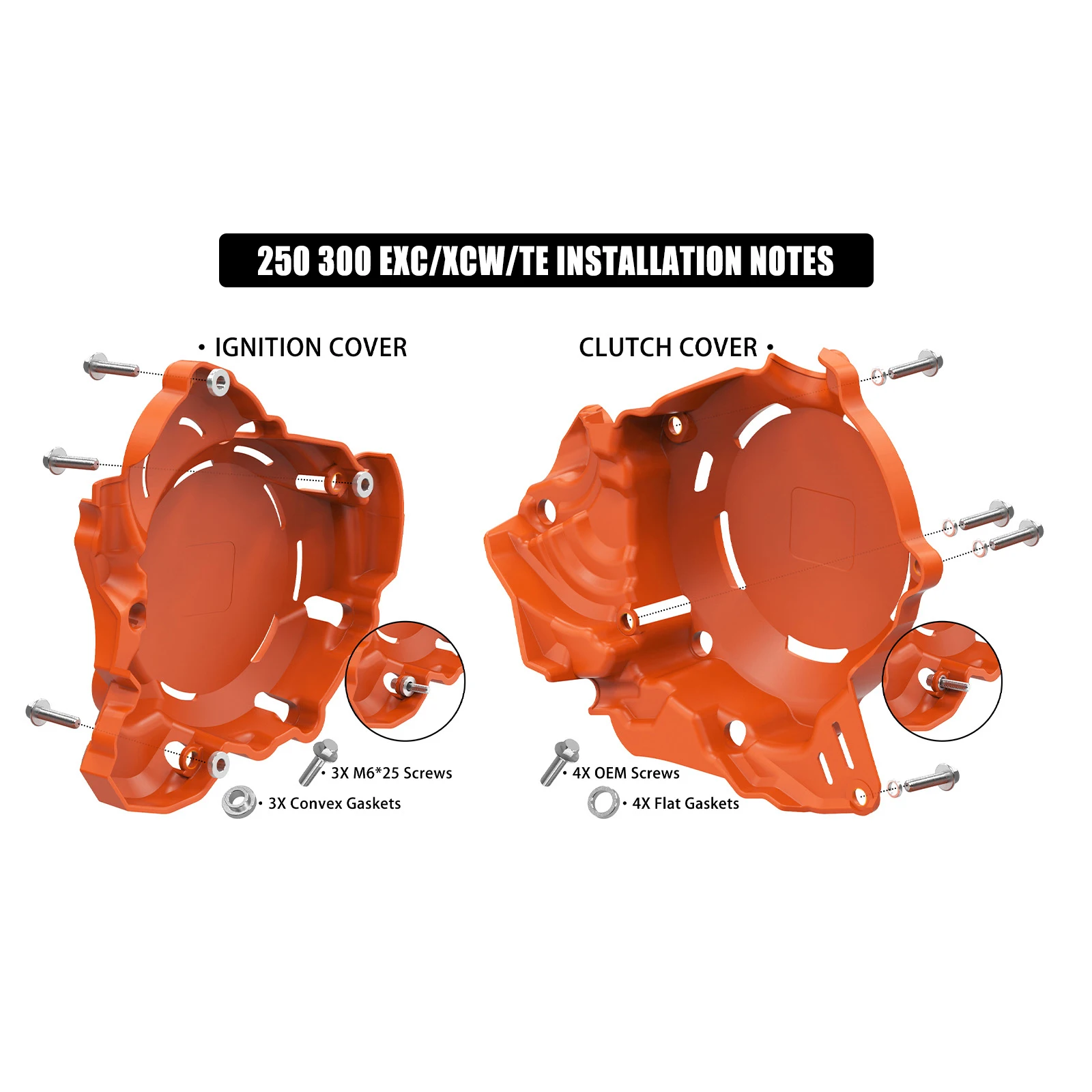 For KTM 250 300 EXC XCW 2024 Husqvarna 250 300 TE 2024 Motorcycle Engine Polyamide 6 Clutch Cover Ignition Guard