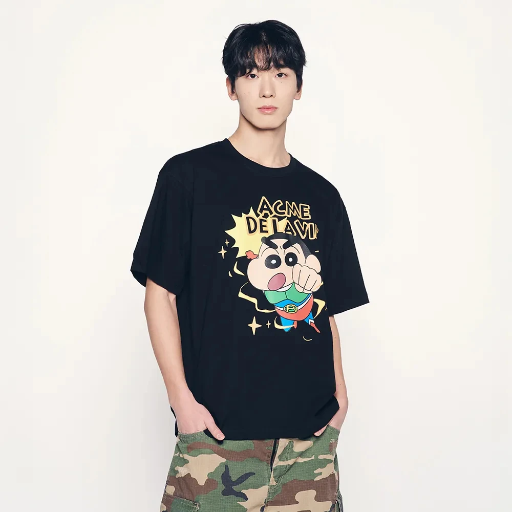 Crayon Shin Chan Shinnosuke Superhero Print T Shirt Men Women Oversized Cute Cartoon Short Sleeve Casual Tee