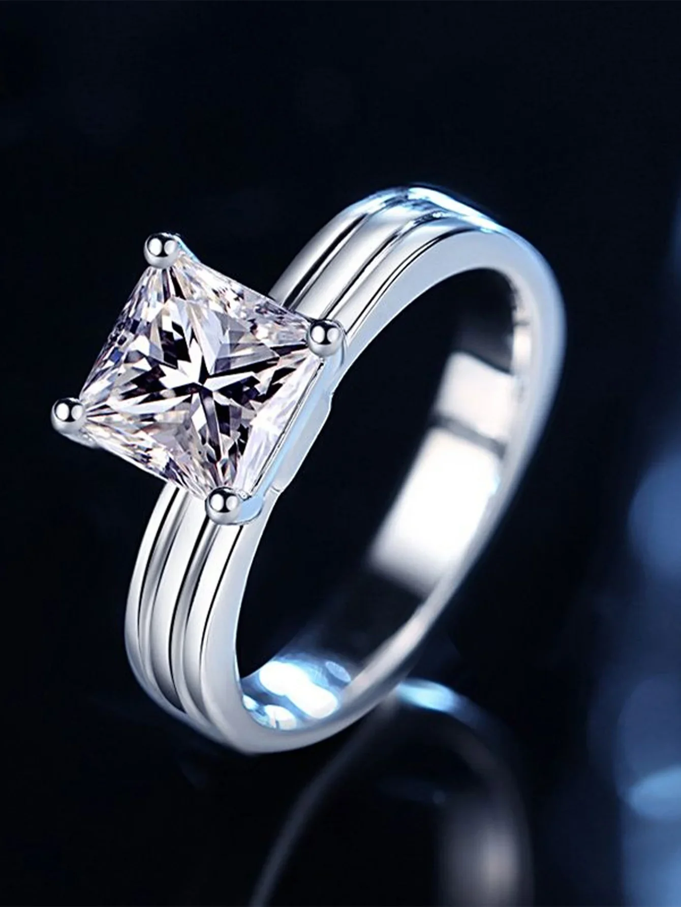 

925 Sterling Silver Rings Princess Cut Rings with Gra Certificate Excellent Cut Moissanite Diamond Ring New 2024