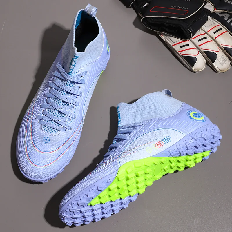 

Новинка 2025, мужские и женские футбольные бутсы со средним верхом, амортизирующие кроссовки с защитой от поворота, гибкие и износостойкие туфли для ногтей