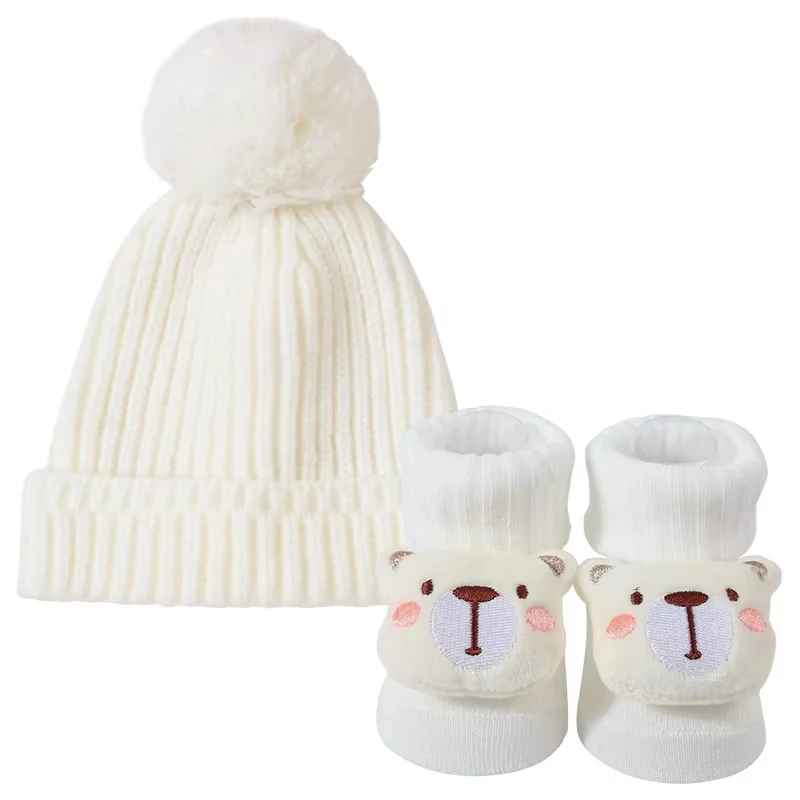 

Winter Baby Hats for Girls Boys Warm Cartoon Animal Socks for Kids Bobble Hat Pompom Baby Beanie Infant Bonnet Accessories