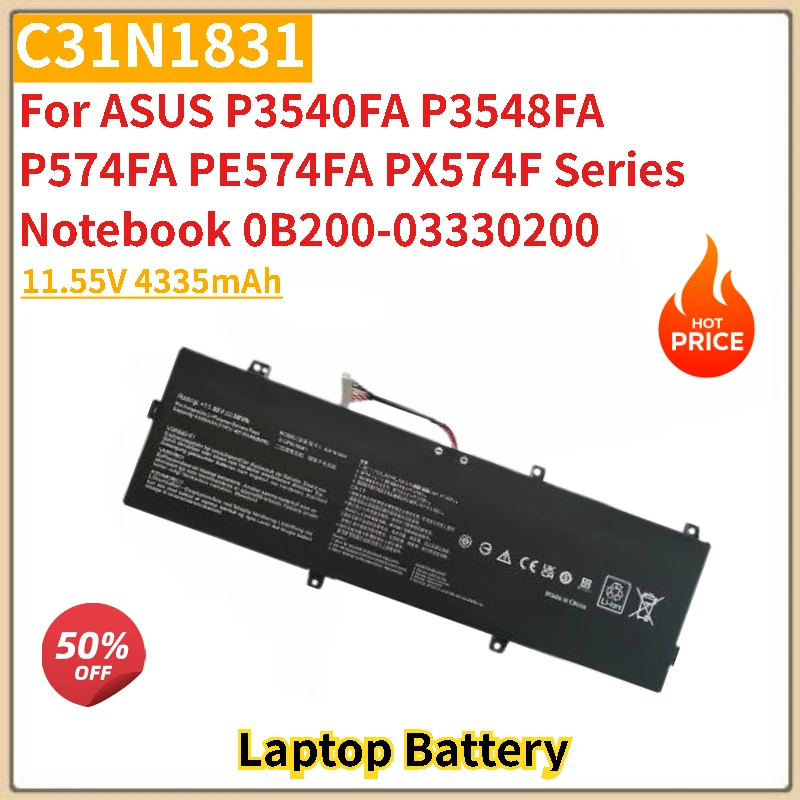 High Quality C31N1831 11.55V 4335mAh Replacement Laptop Battery For ASUS P574FA PE574FA P3540FA P3548FA PX574F Series Brand New
