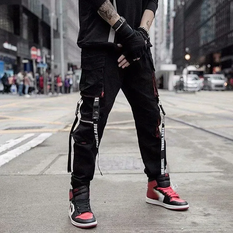 

Trousers Man Stacked Black Cargo Pants for Men Hip Hop Fashion Street Cotton Clothing Cheap Y2k Large Size Long Cheapest Casual