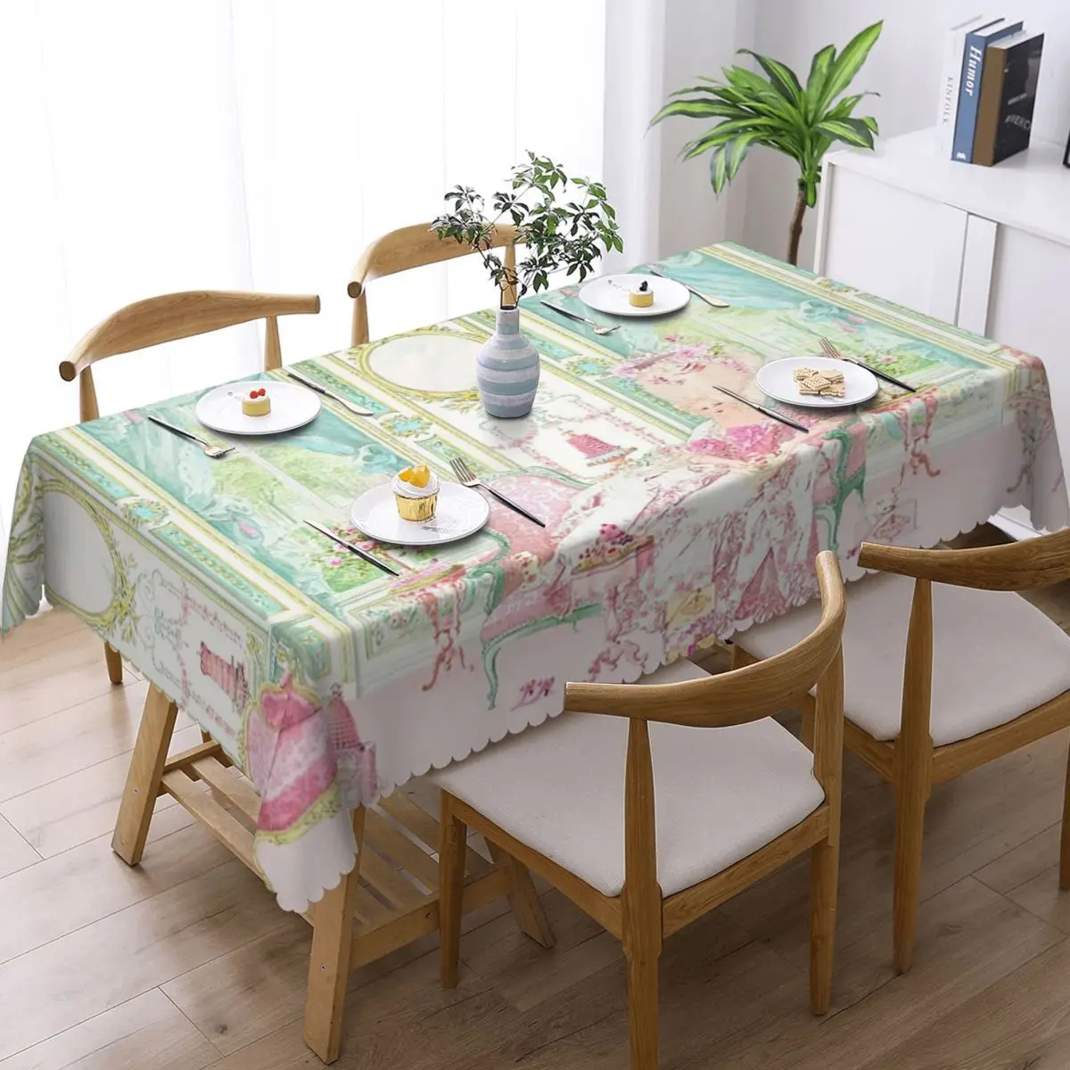 Marie Antoinette Afternoon Tea In French Paris Customized Rectangular Tablecloth Oilproof Table Cover for Festival Table Cloth