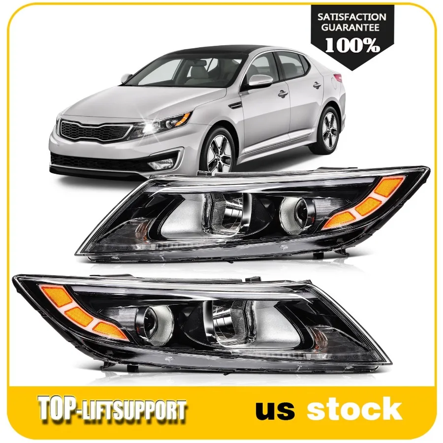 

Фара в сборе для Kia Optima 2014, 2015, черный корпус, левая + правая пара