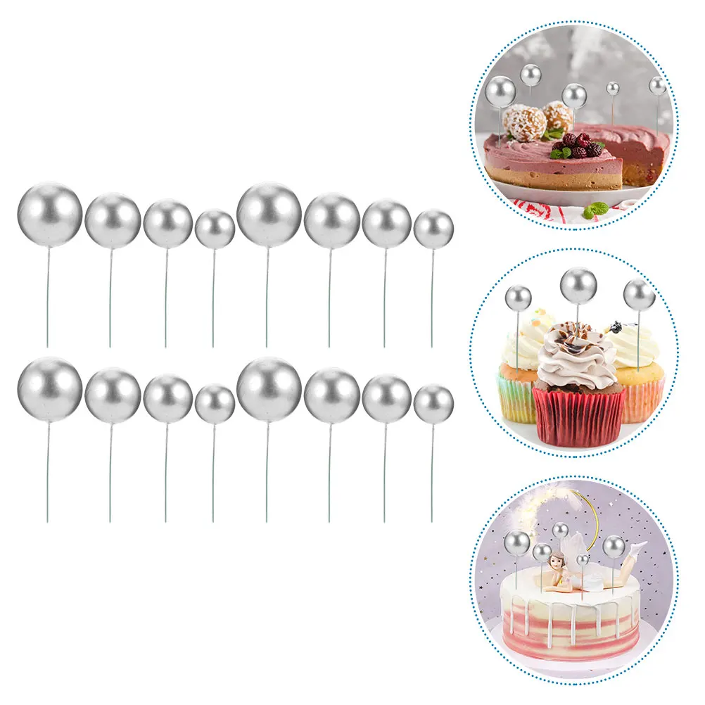

40pcs Cake Toppers Birthday Party Dessert Picks Baking Decoration Balls Cupcake Ornament Decorative Insert For Baking Pan Party