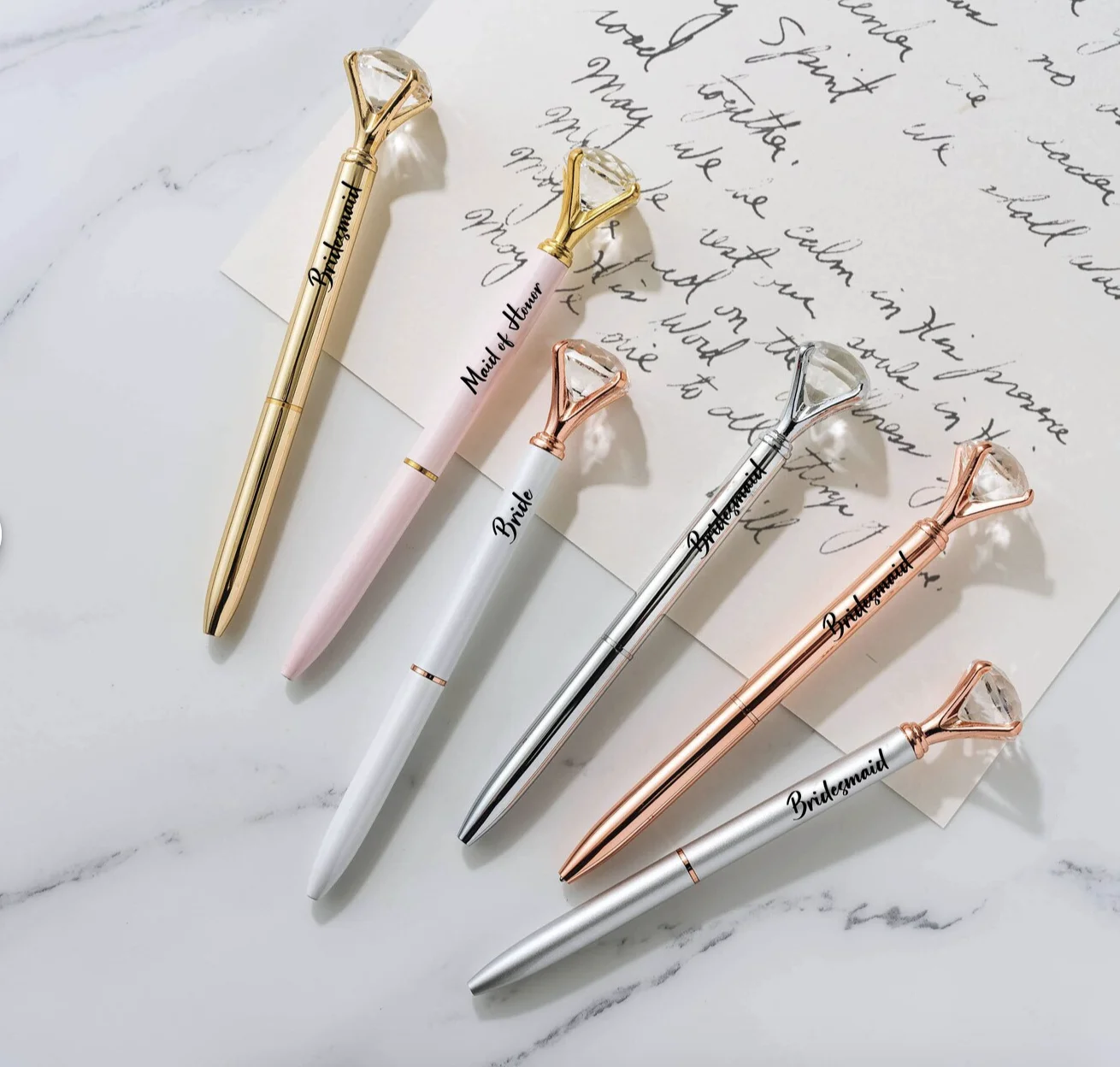 Personalized Name Bridesmaid Gifts Wedding Pen Diamond Pen Bridal Shower Favors Bridal Party Favors Engraved Pen Gift for Her