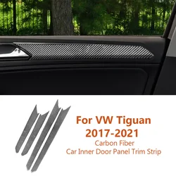 For Volkswagen VW Tiguan 2017-2021 Carbon Fiber Car Inner Door Panel Trim Strip Decorative Stickers Auto Interior Accesorios