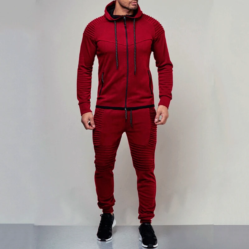 2022 Men Tracksuit Sport 2PCS Set Casual Jacket+Pants Jogging Athletic Trainer Solid Cotton Suit Runing Wear Men's Sport Suit