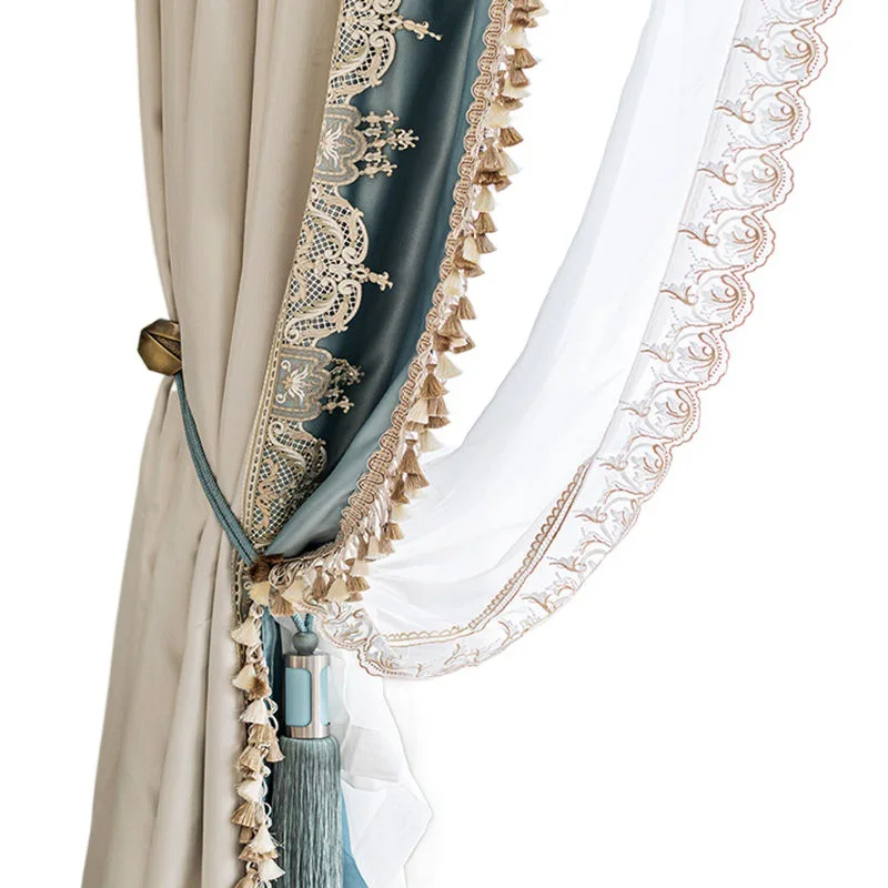 European French Luxury Retro Curtains for Living Room Bedroom Villa Simulated High-precision American Luxury Blackout Customize