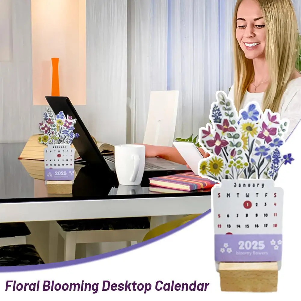 Calendrier de bureau, 2025 fleurs fleurissent sur le bureau, E9k6