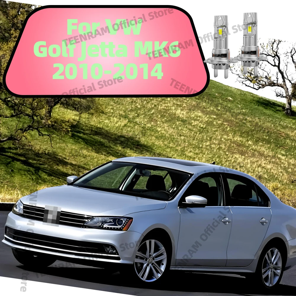 

2x Car Headlight Bulbs For VW Golf Jetta MK6 2010 2011 2012 2013 2014 Front Headlamp 30000LM With Cooling Fan