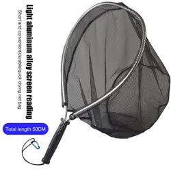50cm Fishing Landing Net Aluminum Alloy Retractable Fishing Net Portable Collapsible Mesh Trout Hand Net Foldable Fishing Tools