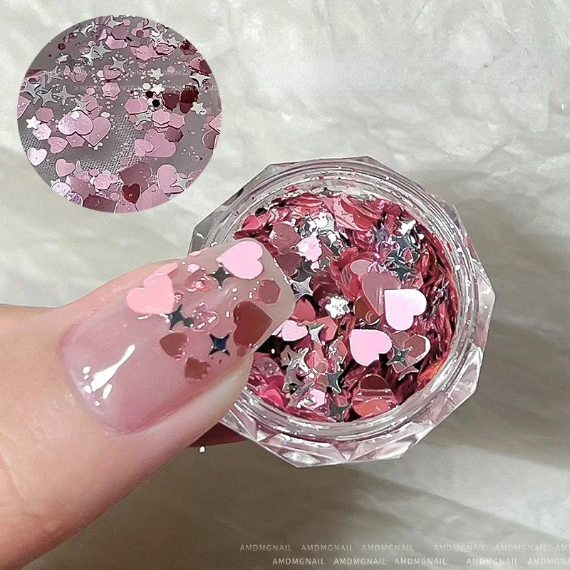 1/2 scatola Nail Art forma di battito cardiaco paillettes Glitter olografiche per resina fai da te che fa accessori per la decorazione del trucco delle unghie del mestiere di arte