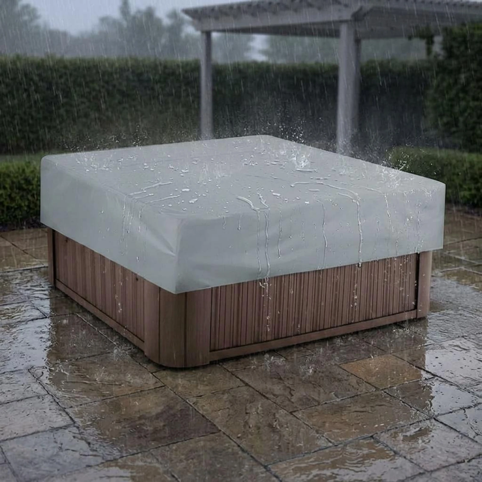 Square Bathtub Cover Sun-Proof Square Pool Cover Outdoor Protection Dustproof Wind-Tightening