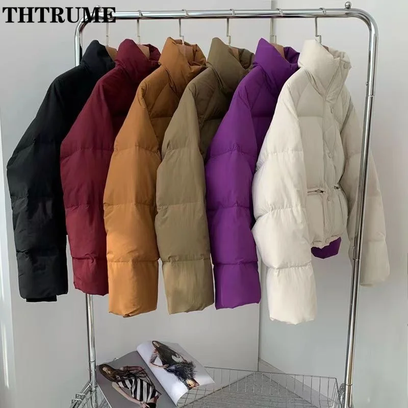 Elegant 2024 New Jackets For Women Fashion Cotton Korean Stand Collar Thicken Bread Parkas Casual Autumn Button Pocket Outwear