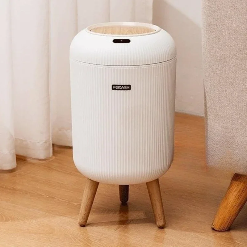 Automatic Sensor Waste Bin Household Bathroom Kitchen Trash Can with Lid Anti Odor Movable Litter Bin Luxury Simple Wastebasket
