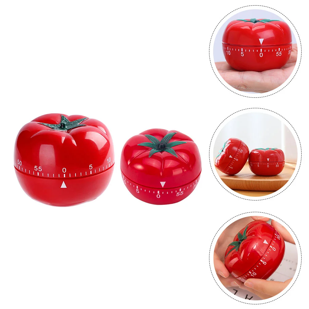 

2 Pcs Kitchen Timer Tomato Clock Adorable Mechanical Rotary Countdown Reminder for Baking Cooking Study Eco Friendly No