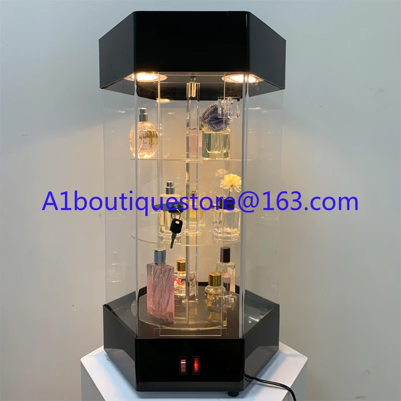 

For Cosmetic Rotating Display Cabinet Acrylic Hand-Made Products Jewelry Display Cabinet Ornament Glass Jewelry Perfume Display