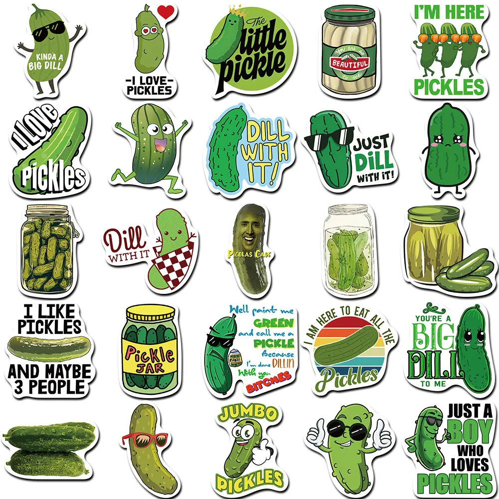 10/30/50 個グリーン漫画ピクルスキュウリ落書きステッカースーツケーススケートボードラップトップ荷物電話スタイリング DIY デカール