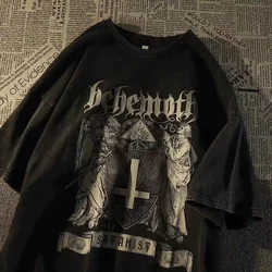 Women T Shirt Demon Print Anime Gothic Oversized T Shirt Short Sleeve Tee Y2k Punk Vintage Funny Streetwear Summer Tops Clothes