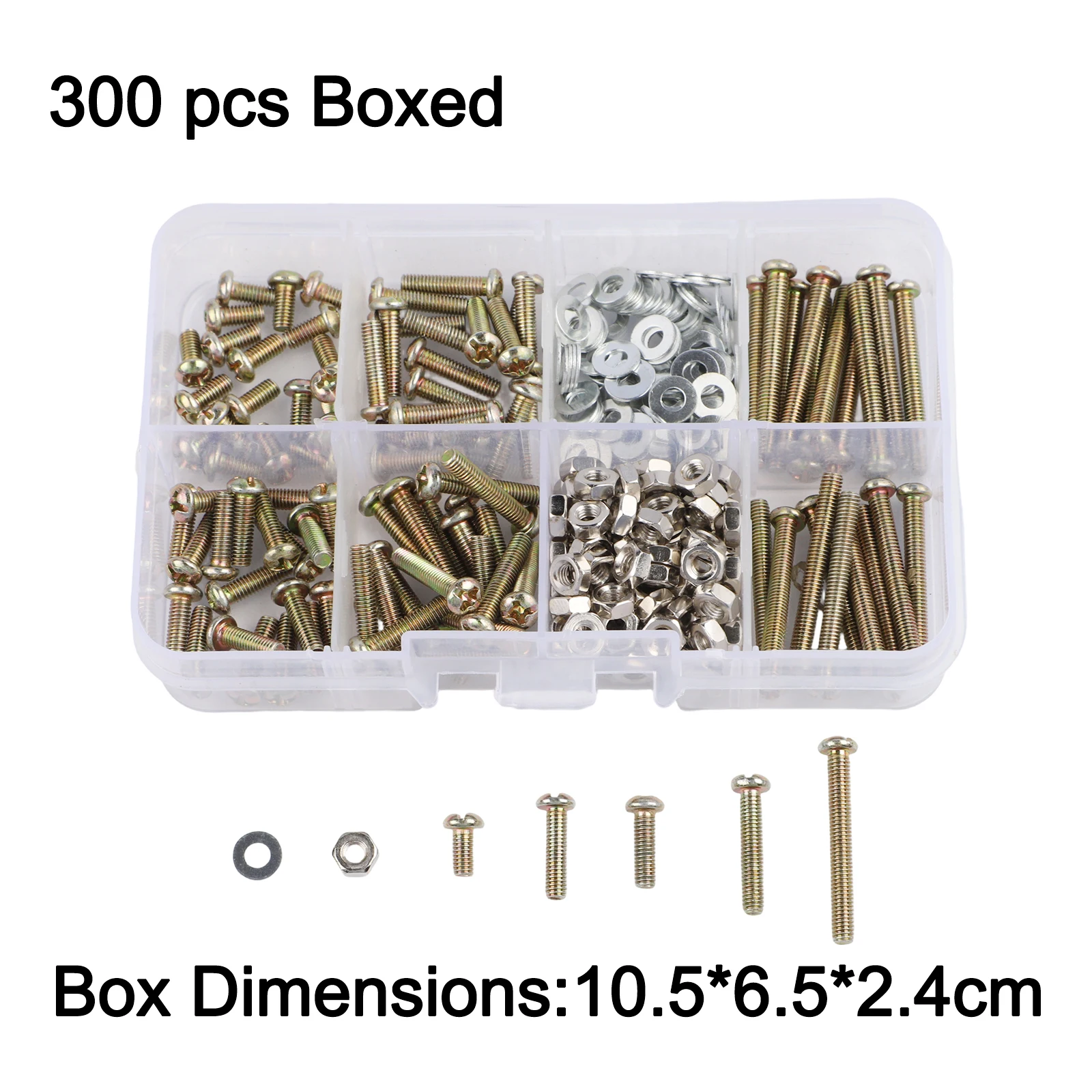 300pcs For M3 Fastener Collection Including Pan Head Screws Carbon Steel Nuts and Flat Washers for Engineering Projects