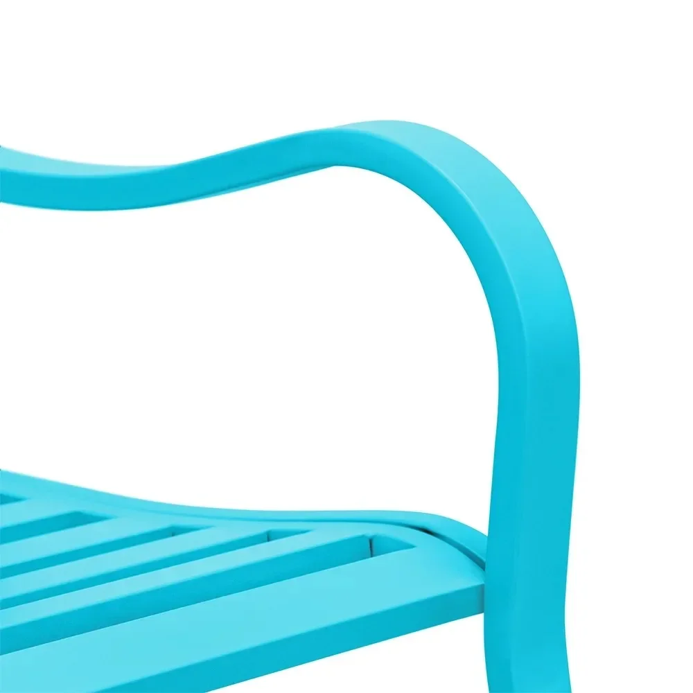 Outdoor Metal Garden Bench Steel Patio Loveseat Park Bench - Blue