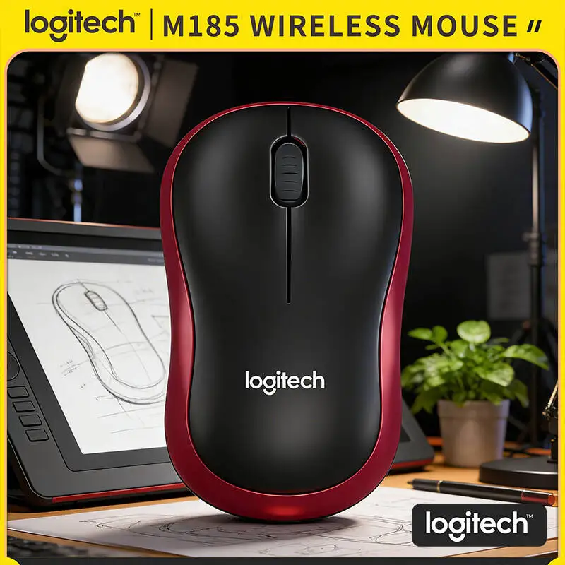 

Logitech M185 Wireless Mouse 2.4GHz Nano Receiver 1000 DPI 12-Month Battery Auto-Sleep Ergonomic Grip for Windows Mac Office