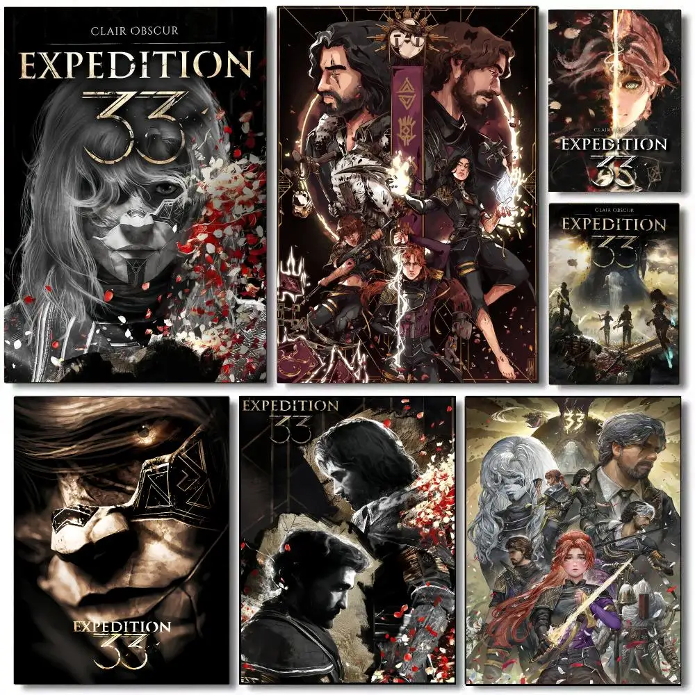 Classic C-Clair Obscur E-Expedition 33 game Poster Self Adhesive Wall Art Decor for Bedroom Living Room Office Home Decor Gift