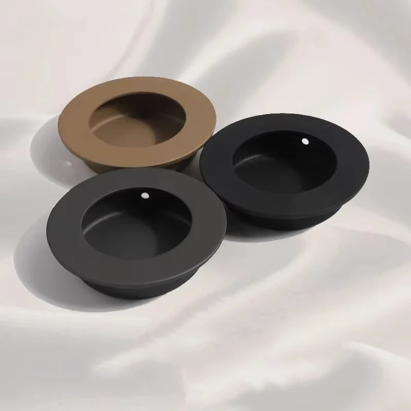 New 304 Stainless Steel Round Embedded Invisible Handle Black Cabinet Drawer Furniture Door Handle