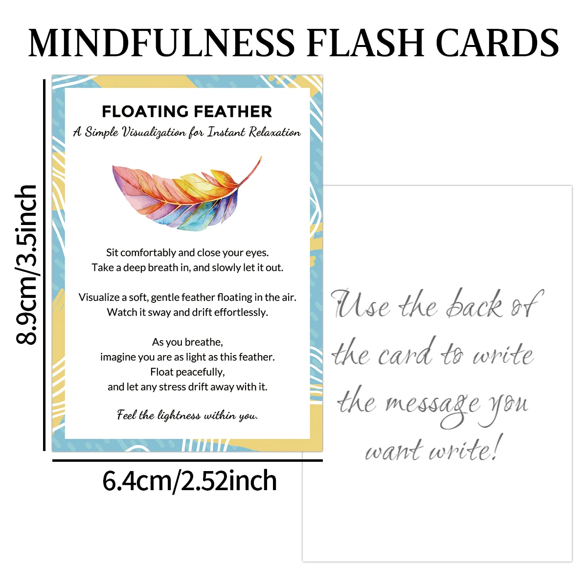20 Stück Achtsamkeit-Flash-Karten – farbige Visualisierungs- und Erdungsübungen illustriert, tragbare Geschenkkarten zur Angstlinderung – Detail 2