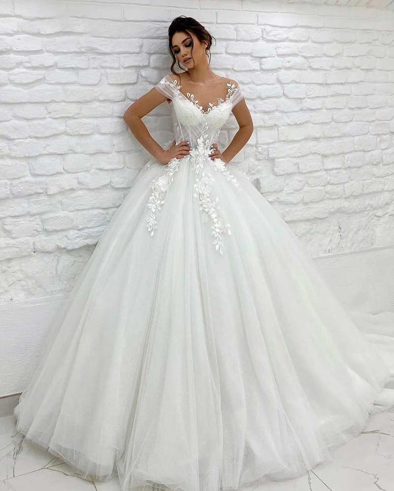 2023 abiti da sposa principessa con spalle scoperte 3D Applique in pizzo da donna senza maniche Boho abiti da sposa Vestido De Novia muslimah x