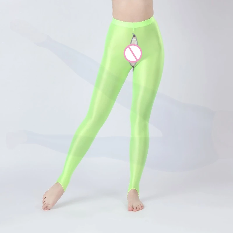 セクシーな光沢のあるオープンクロッチレギンス、女性用、無地、スポーティー、プッシュアップ、ホットパンツ、エロティックなクロッチレス、クラブウェア、アウトドア、簡単着用